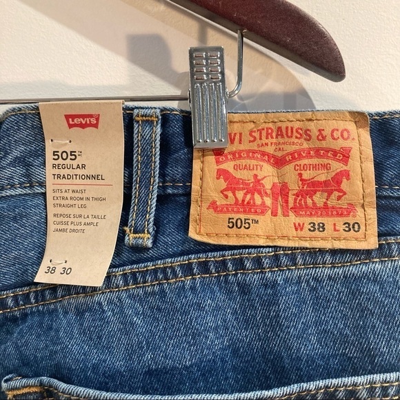 LEVI’S 505 Regular Straight  Leg 100% Cotton 12” Rise Sz 38 x 30 NWT - Picture 5 of 10